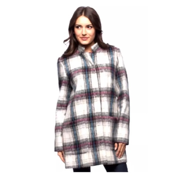 KENNETH COLE NEW YORK Plaid Peacoat - Picture 3 of 8